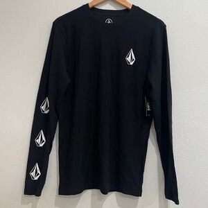 NWT Volcom Men S Black Long Sleeve Tee Nunez Graphic Thermal with Stone Logo‎
